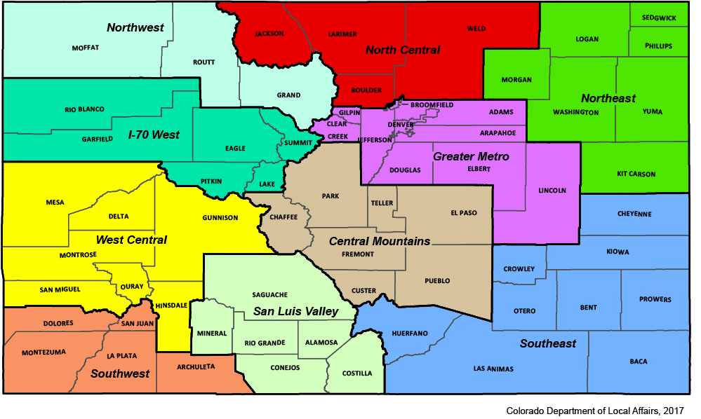 Region Map Colorado POST Greater Metro Training Region